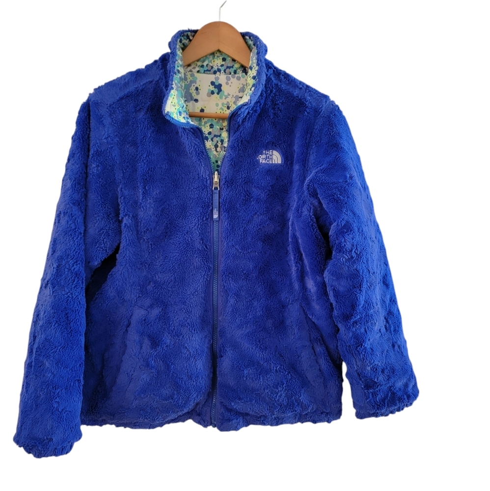 The North Face Mossbud Electric Blue Reversible Floral Jacket Girls‎ Size XL